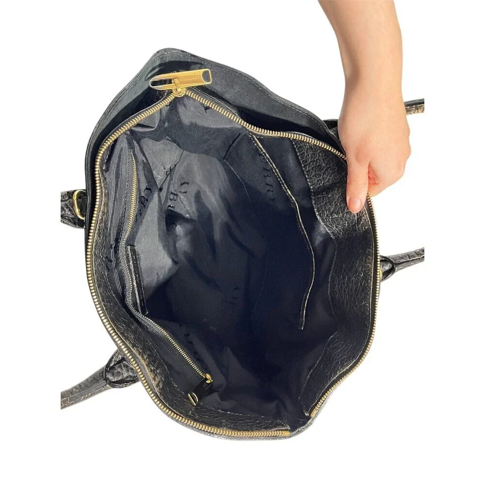 Burberry Leather Purse Calf Grain Satchel Bag Gold Metallic Animal Ombre Tote